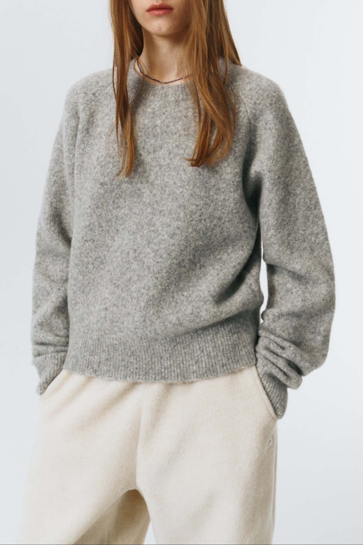 Dunst Shaggy Dog Sweater - Light Melange Grey - Image 4 of 9