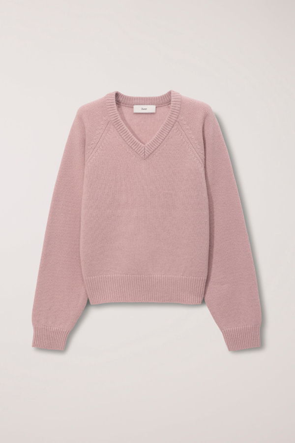 Dunst Soft Volume V-Neck Sweater - Soft Pink