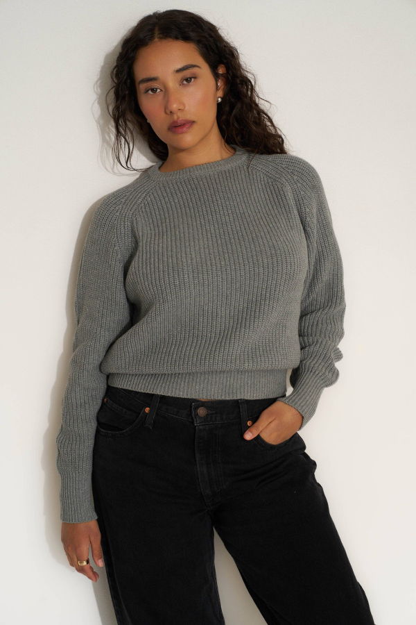 Callahan Knitwear Cotton Crewneck Sweater - Heather Grey