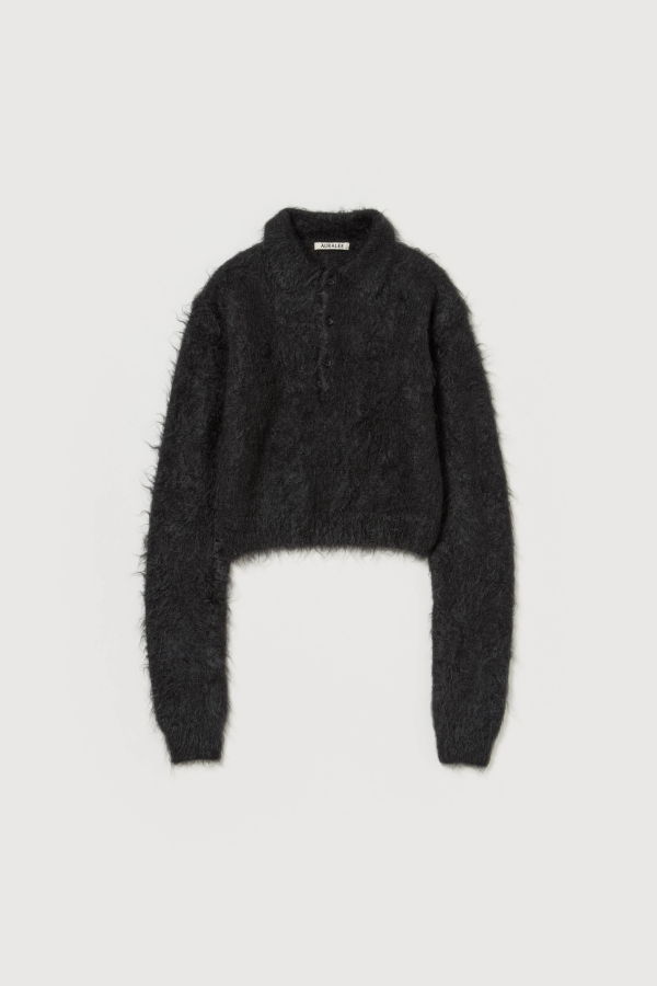 Auralee Brushed Super Kid Mohair Knit Polo