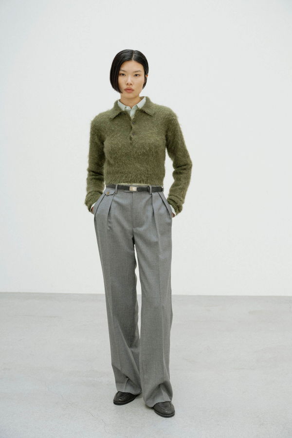 Auralee Brushed Super Kid Mohair Knit Polo