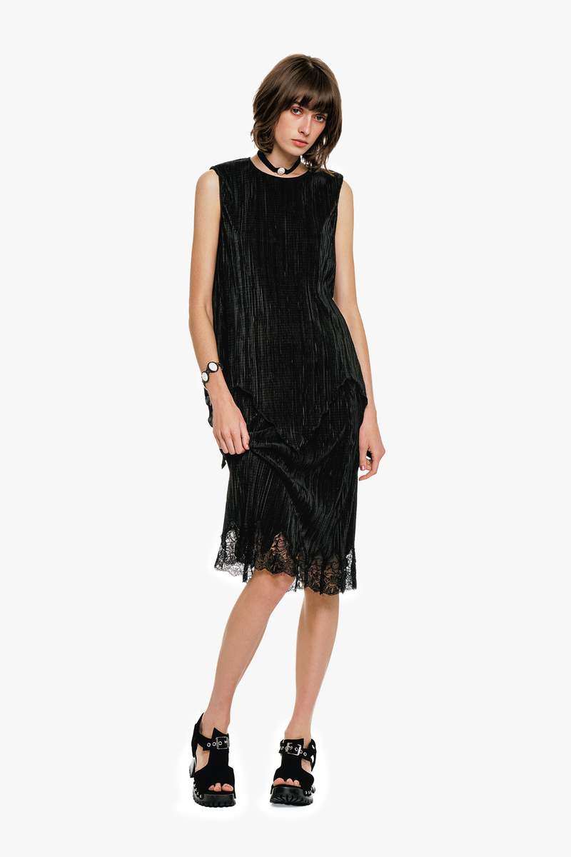 Anna Sui Pliss Sleeveless Top - Black