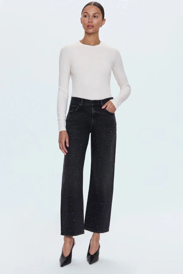 Pistola Lexi Mid Rise Bowed Jean - Silver Screen