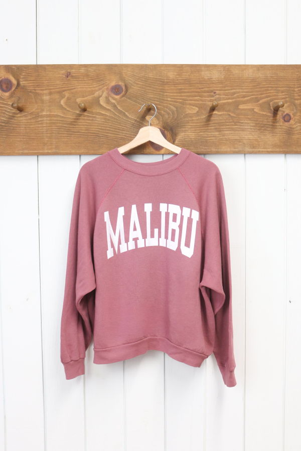 Best Regards - Upcycled Destination Goods Malibu Varsity Sweatshirt - Salmon
