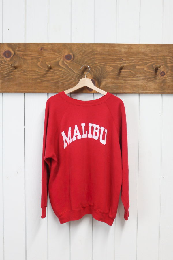 Best Regards - Upcycled Destination Goods Malibu Varsity Sweatshirt - Red