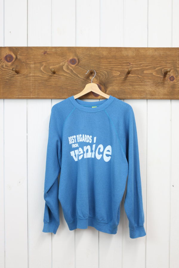 Best Regards - Upcycled Destination Goods Venice Postcard Sweatshirt - Royal Blue