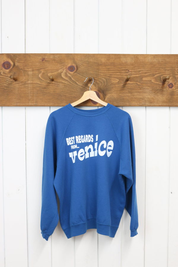 Best Regards - Upcycled Destination Goods Venice Postcard Sweatshirt - Royal Blue
