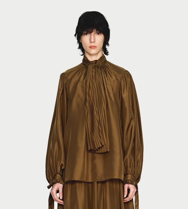 INTO THE EAST Lace-up Silk Blouse