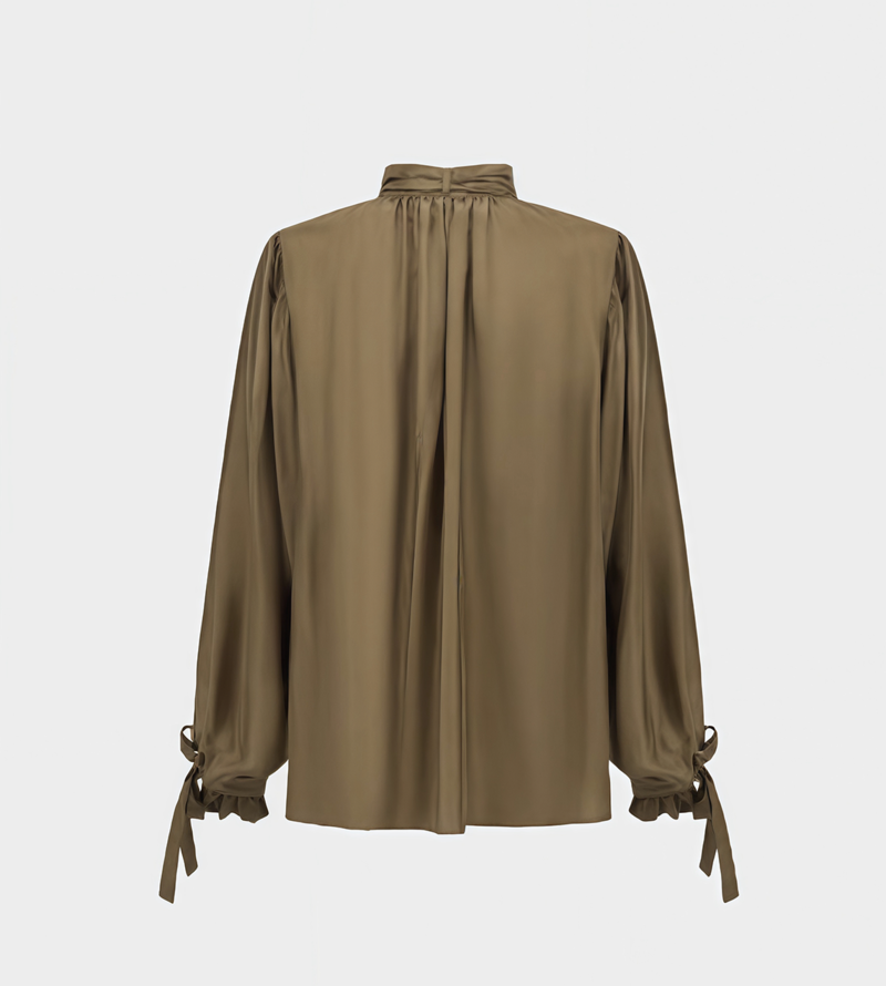 INTO THE EAST Lace-up Silk Blouse