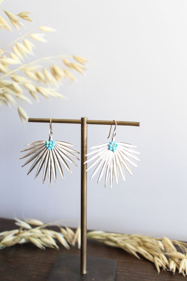 Annette Ferdinandsen Large Fan Palm Earrings with Pearls