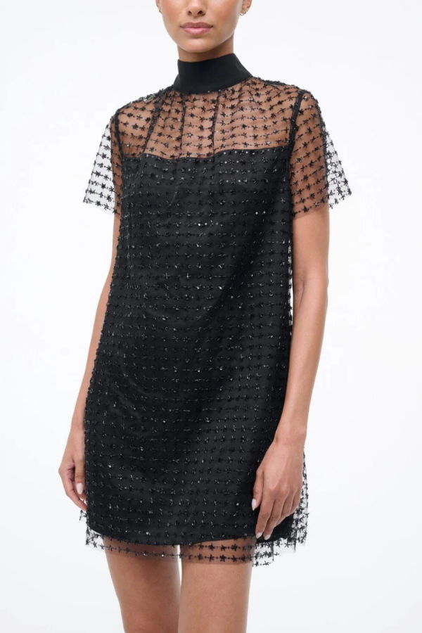 Staud Ilana Mini Dress - Stardust Onyx