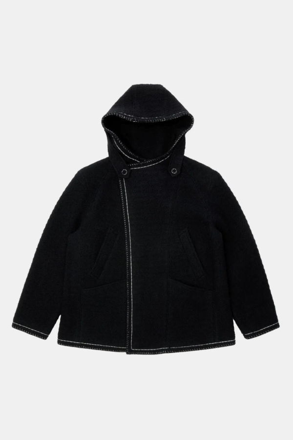 ADER ERROR Hooded-Neck Long-Sleeve Coat - Black