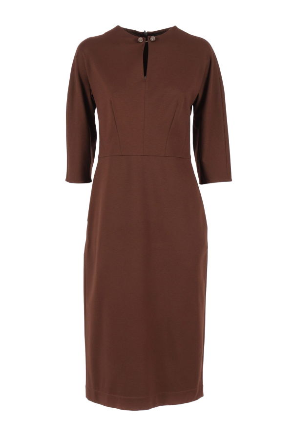 Fabiana Filippi Milano Stitch Jersey Fitted Dress With Piercing Detail Dress - Brown
