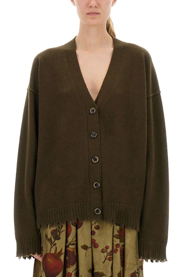 Uma Wang Cashmere Cardigan With Buttons Cardigan - Green