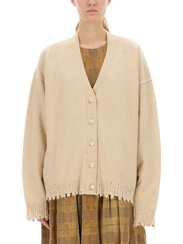 Uma Wang Cashmere Cardigan With Buttons Cardigan - Beige Uma Wang Cashmere Cardigan With Buttons Cardigan - Beige