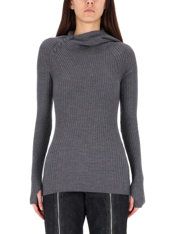 Jean Paul Gaultier Ribbed Wool Sweater - Gray