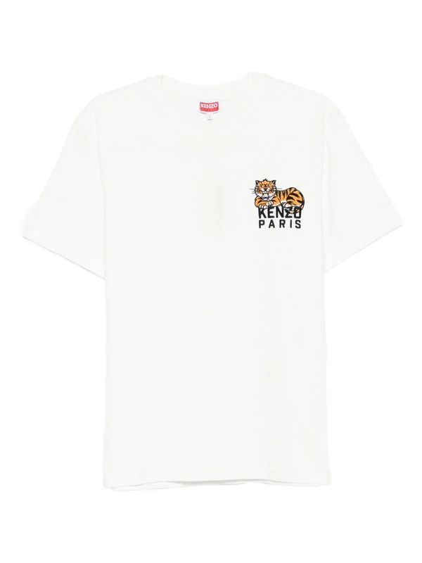 Kenzo Happy Tiger Embroid T-Shirt - Off White