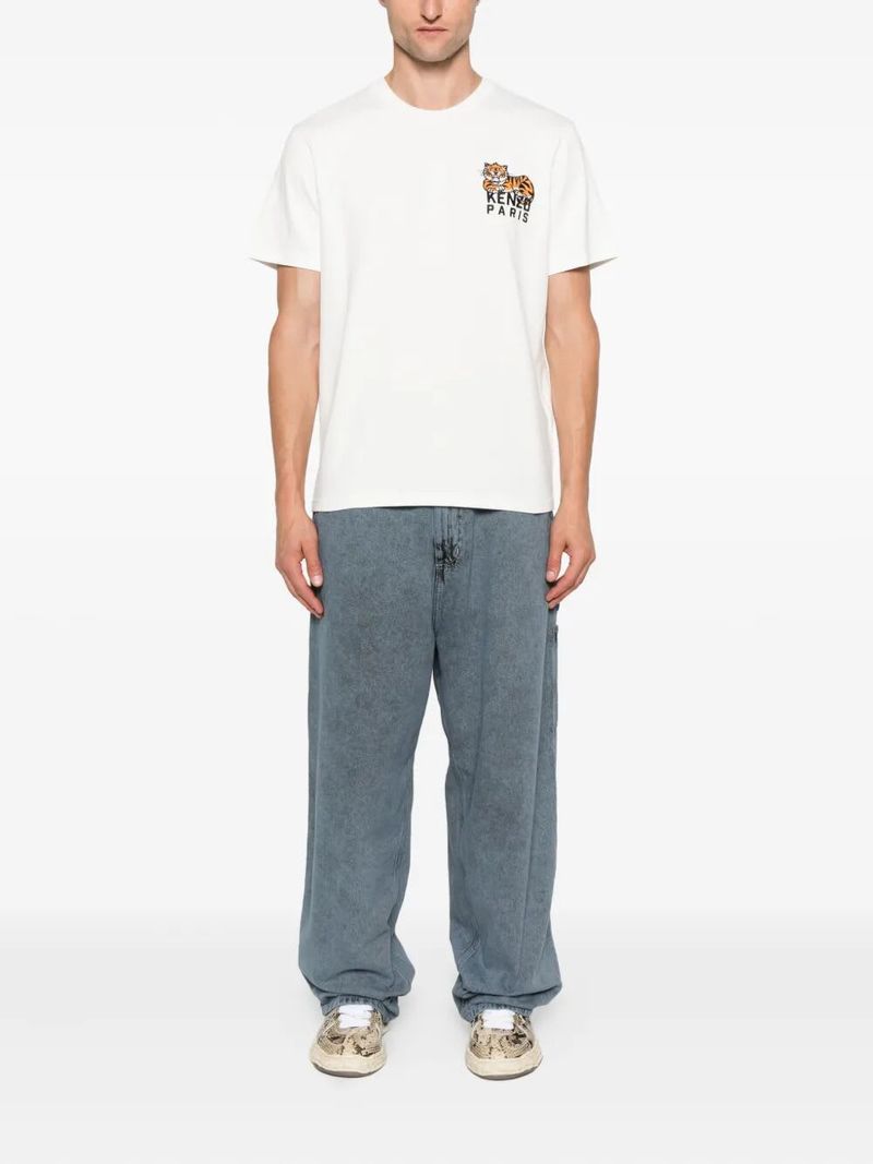 Kenzo Happy Tiger Embroid T-Shirt - Off White