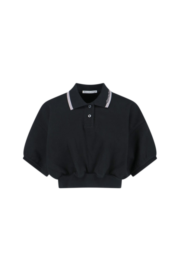 ALEXANDER WANG Cropped Polo Shirt - Black