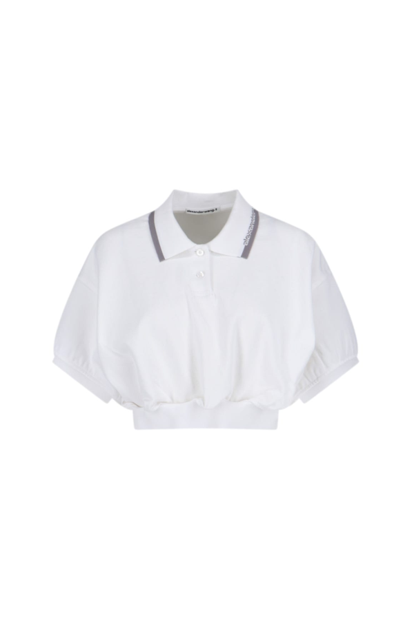 ALEXANDER WANG Cropped Polo Shirt - White
