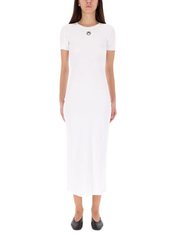 MARINE SERRE Midi Dress Moon - White