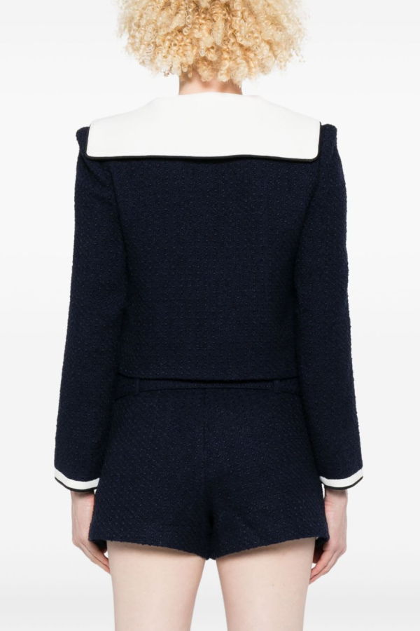 Self-Portrait Bouclé Short Jacket - Blue