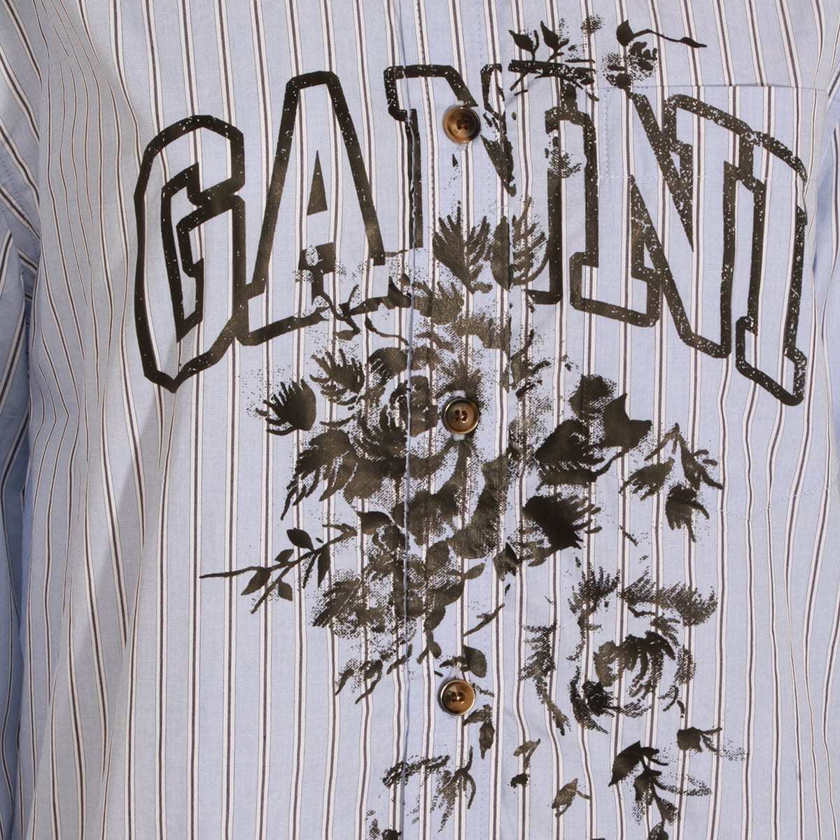 Ganni Light Blue And Black Shirt - Blue - Image 3 of 3