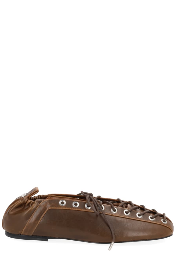 Ganni Ballerina With Laces - Brown