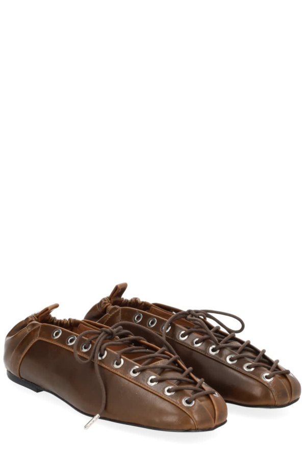 Ganni Ballerina With Laces - Brown