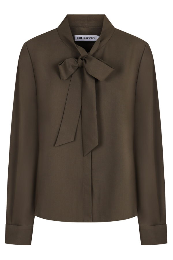 Self-Portrait Twill Blouse - Green