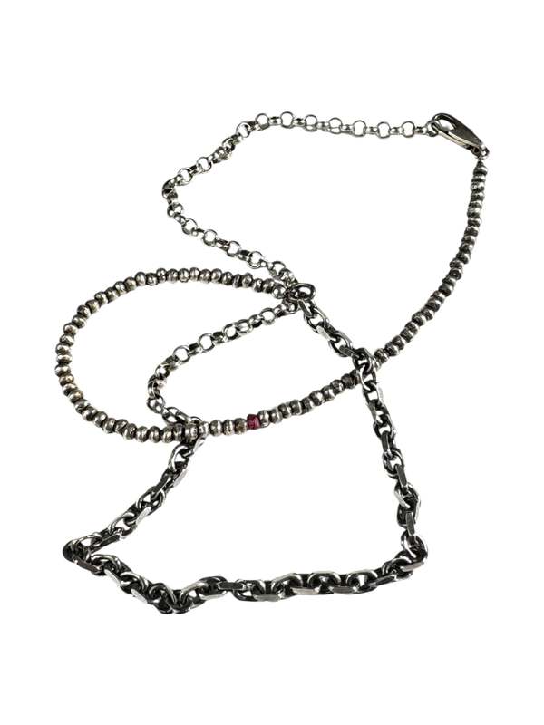 title of work Mixed Link Necklace with Ruby