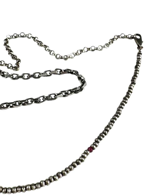 title of work Mixed Link Necklace with Ruby