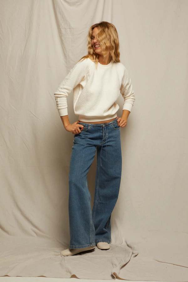 Perfect White Tee Ziggy Reverse Fleece Shrunken Crew