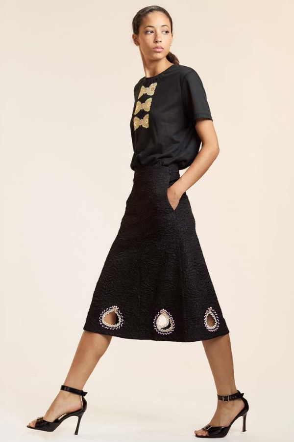 Cynthia Rowley Petit Four Midi Skirt - Black