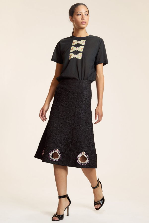 Cynthia Rowley Petit Four Midi Skirt - Black