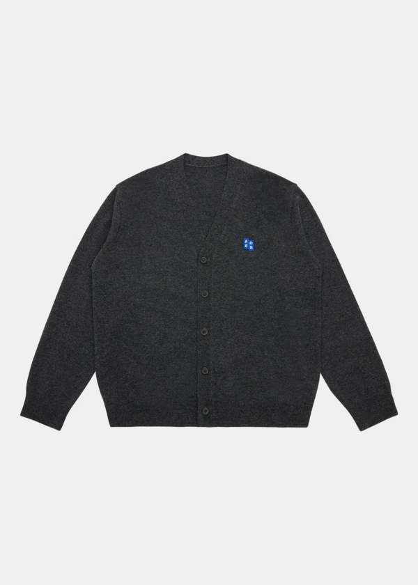 ADER ERROR Logo-Patch Button Cardigan - Charcoal