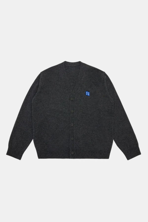 ADER ERROR Logo-Patch Button Cardigan - Charcoal