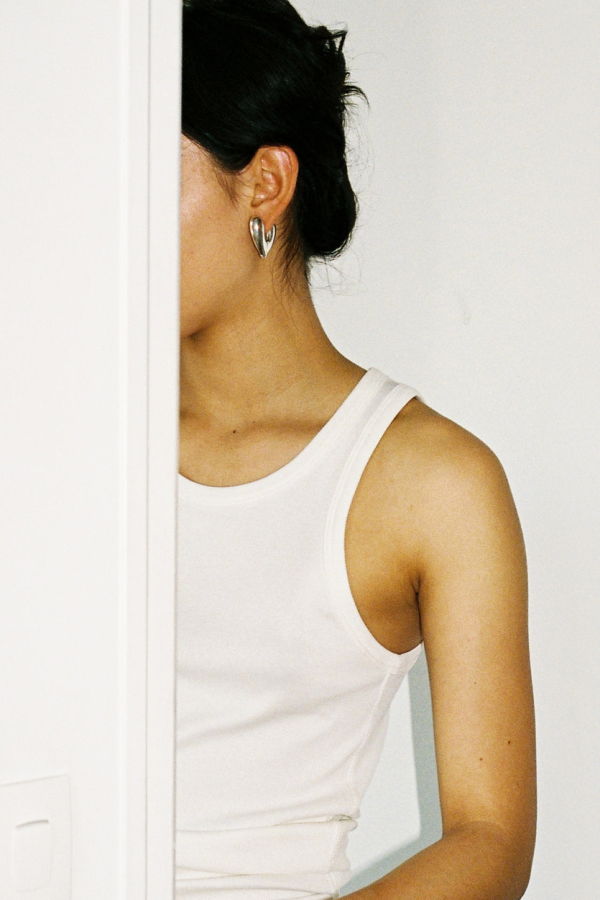 Annika Inez Large Heart Hoops - Silver