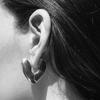 Annika Inez Large Heart Hoops - Silver - Thumbnail 5
