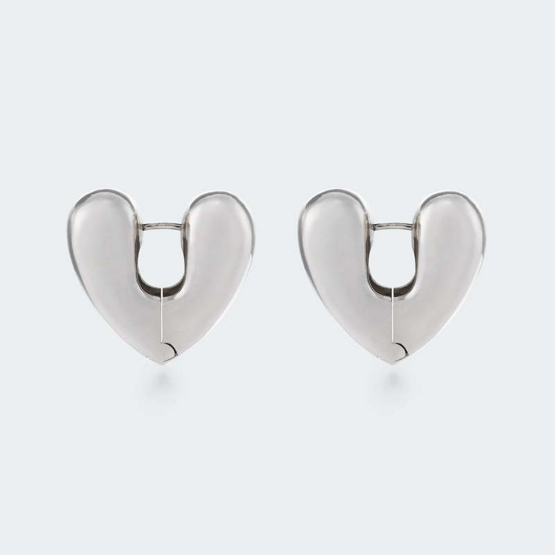 Annika Inez Large Heart Hoops - Silver