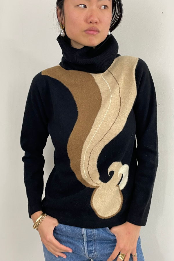 Vintage 60s Cashmere Intarsia Scottish Turtleneck Sweater