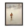 Antique Curiosities Vintage Oil Painting of Boy Skiing Framed Print - Thumbnail 1