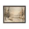 Antique Curiosities Vintage Oil Painting of Snowy River Scene Framed Print - Thumbnail 1