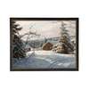 Antique Curiosities Vintage Oil Reproduction of a Snowy Cabin in the Woods Framed Print - Thumbnail 1