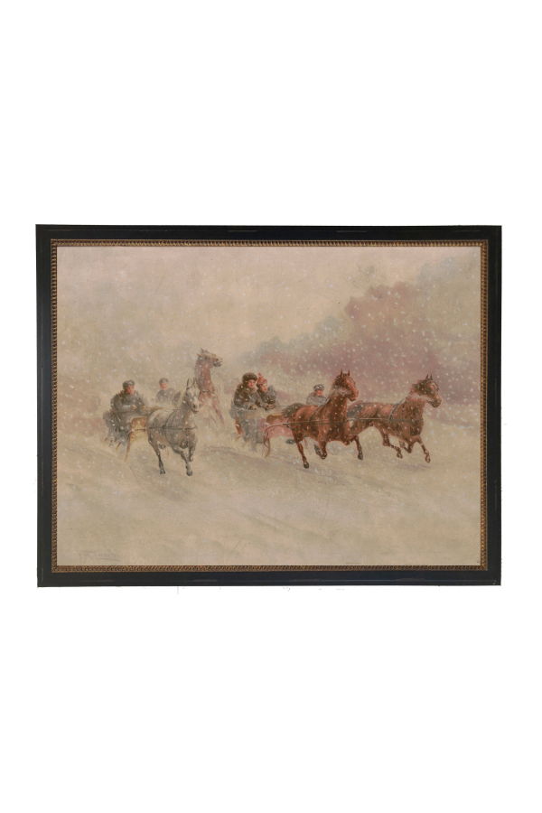 Antique Curiosities Riding in the Snow Framed Art Print