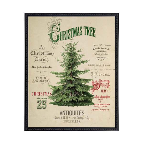 Antique Curiosities Vintage Painting of a Christmas Tree Framed Print