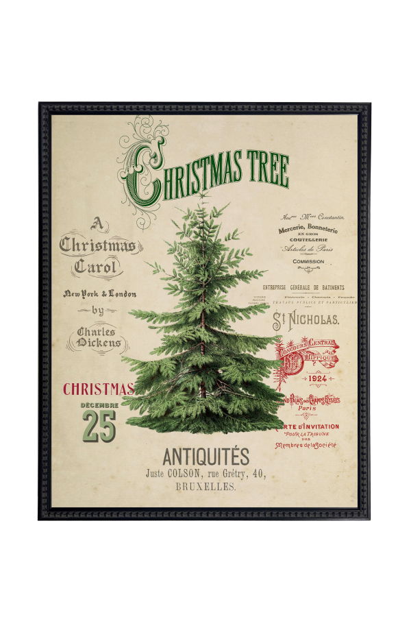 Antique Curiosities Vintage Painting of a Christmas Tree Framed Print