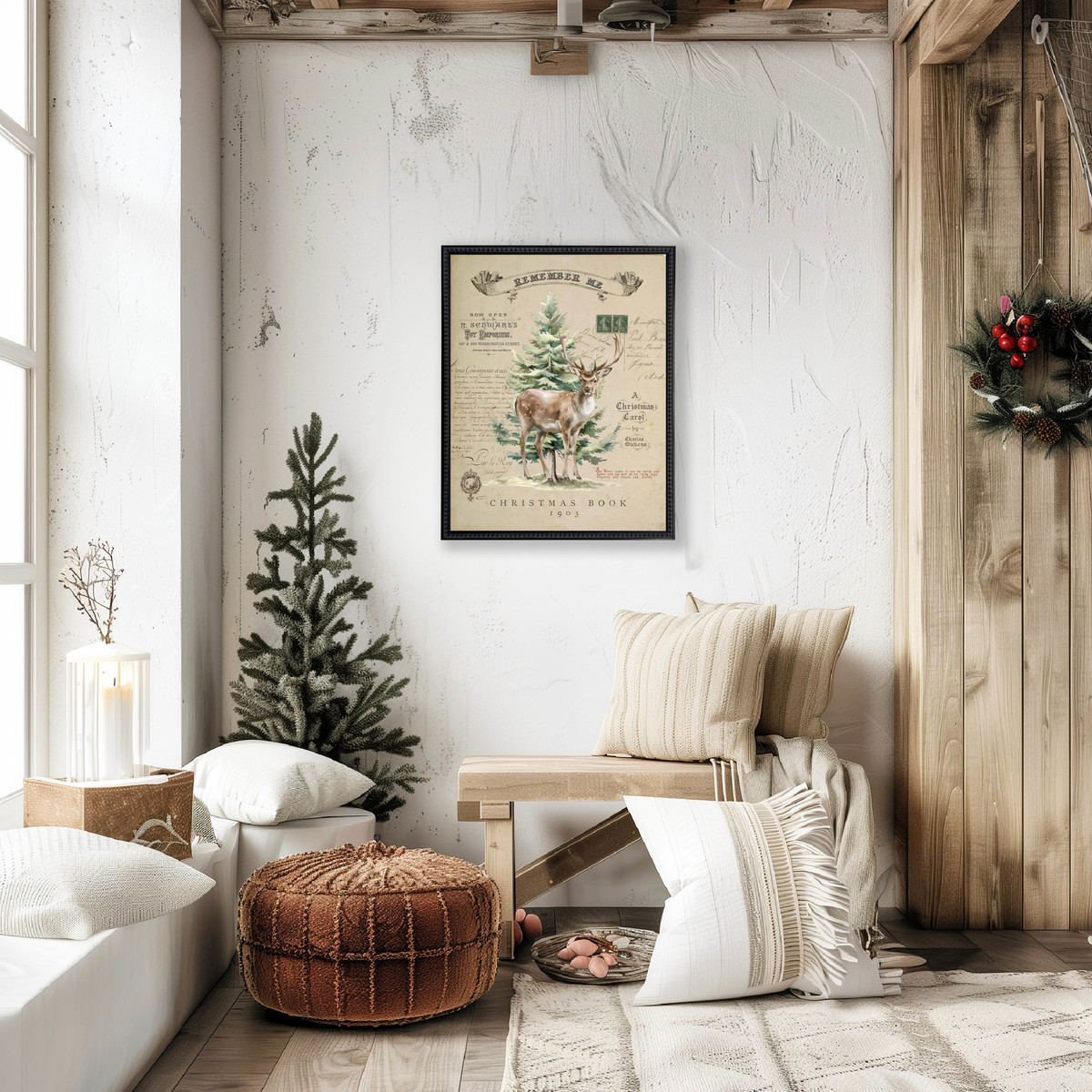 Antique Curiosities Vintage Painting of a Deer and Tree Framed Print - Image 2 of 2