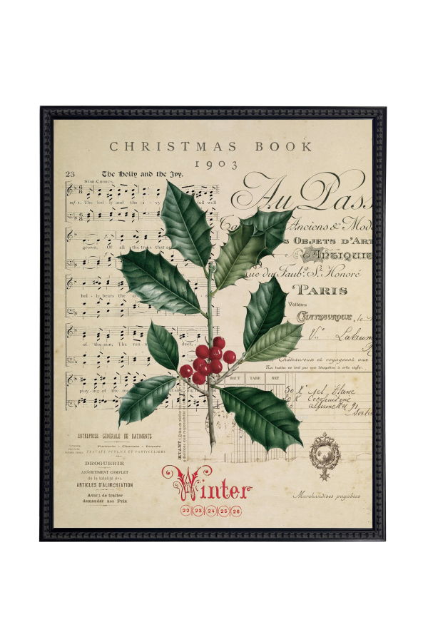 Antique Curiosities Painting of Holly Framed Print