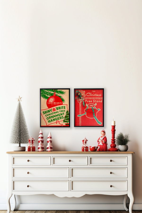 Antique Curiosities Vintage Shiny Brite Christmas Poster Wall Art